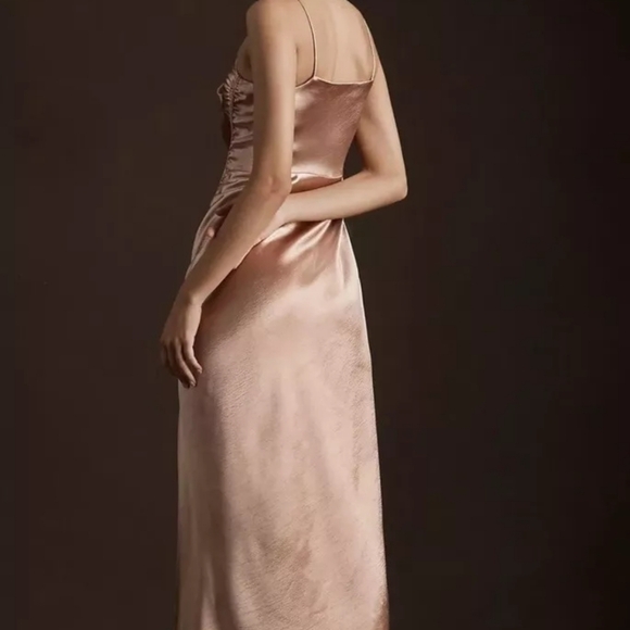 NWOT Sachin & Babi Gown 6 Jennings Ruched Hammered Sand Dune Slit Sleeveless - Picture 4 of 10